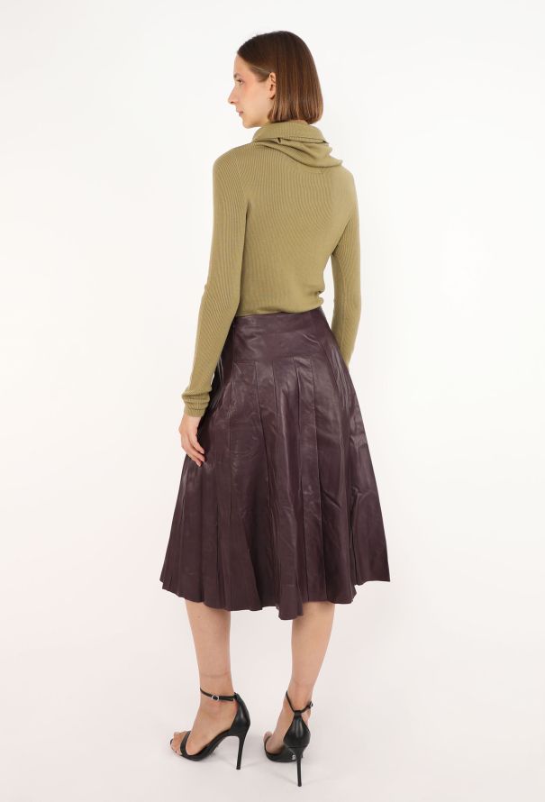 Prada Flared Leather Skirt, Early 2000s - 3