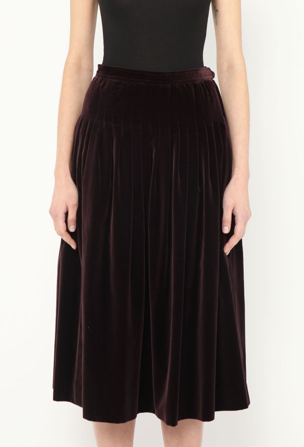 Saint Laurent '70s Pleated Velvet Skirt - 2