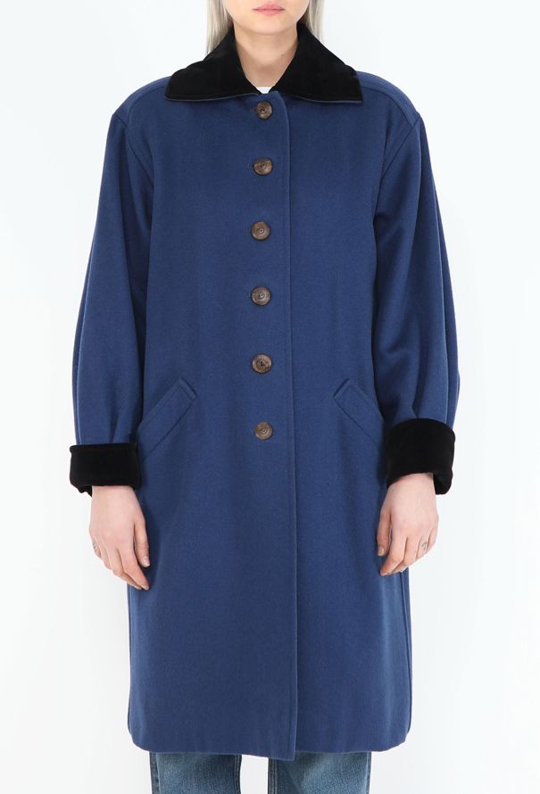 Saint Laurent Mid '70s Felted Velvet Trim Coat - 3