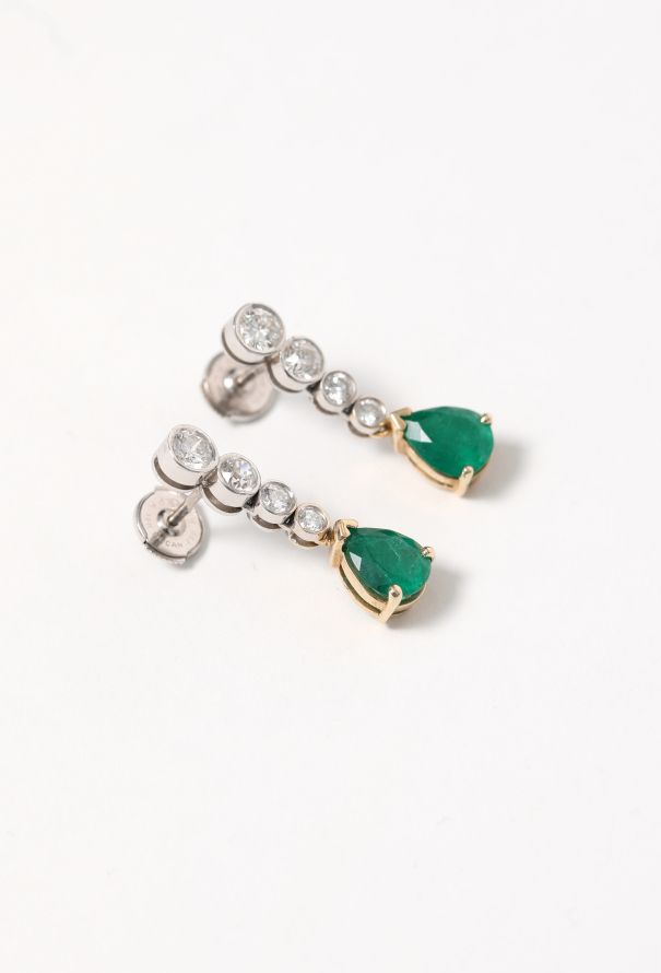 Modern Fine Jewelry 18k White Gold, Diamond & Emerald Drop Earrings - 3 Modern Fine Jewelry 18k White Gold, Diamond & Emerald Drop Earrings - 3
