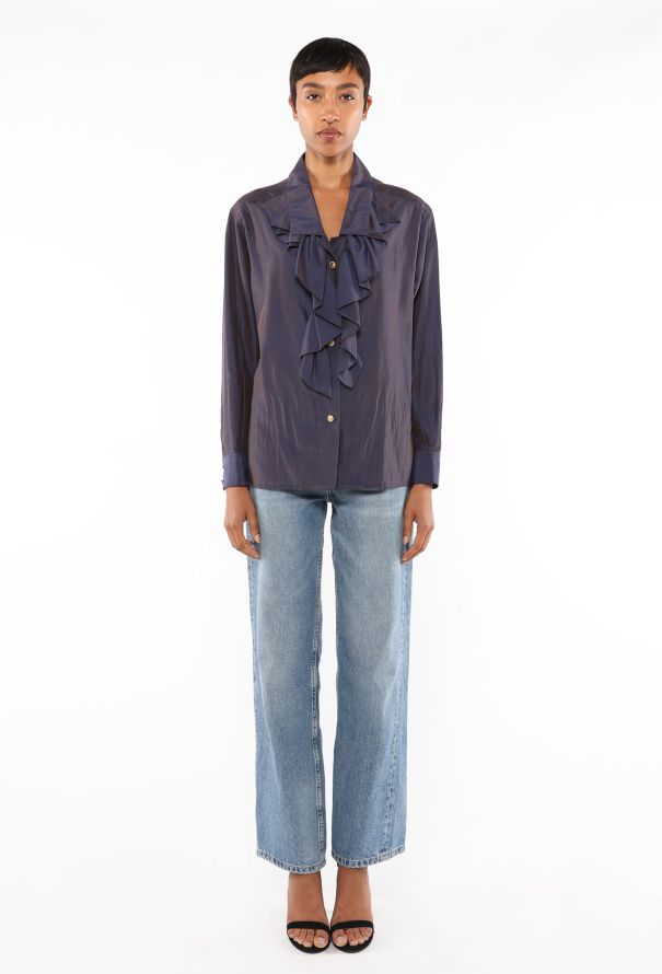Chanel Vintage Silk Ruffled Blouse - 4