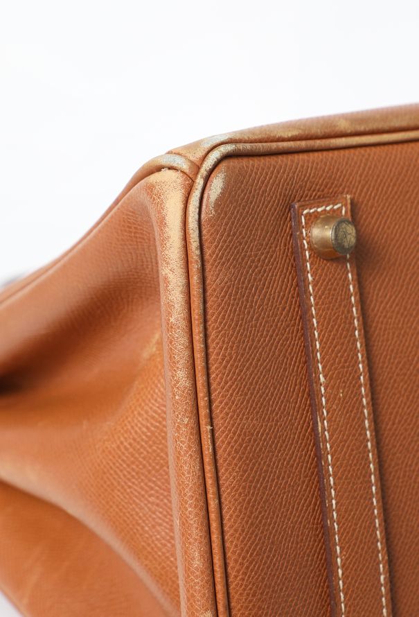 Hermès Beautifully Patinated Vintage Gold Courchevel Birkin 35 - 10