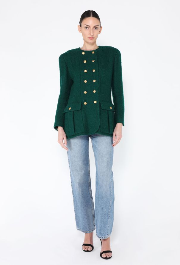 Chanel F/W 1988 Wool Tweed Double Breasted Blazer - 4