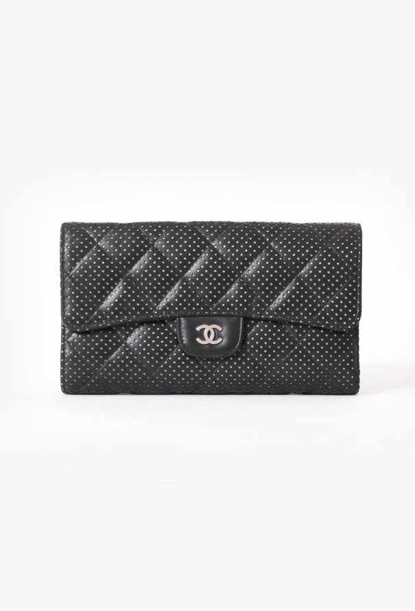 Chanel Black Perforated Flap Wallet - 1