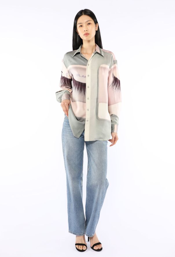 Céline Eyelash Print Button Down Top, 2018 - 7