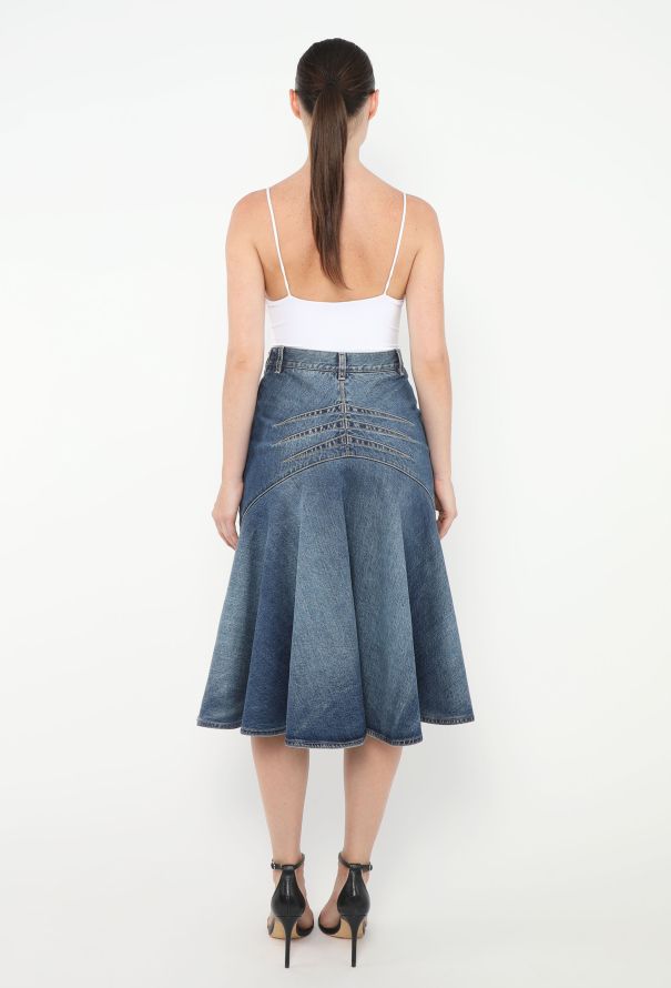Alaïa 2019 Fluted Denim Skirt - 5