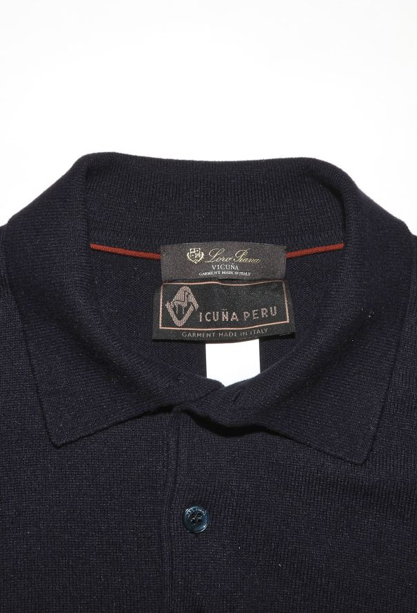 Loro Piana Navy Vicuña Knit Polo - 4