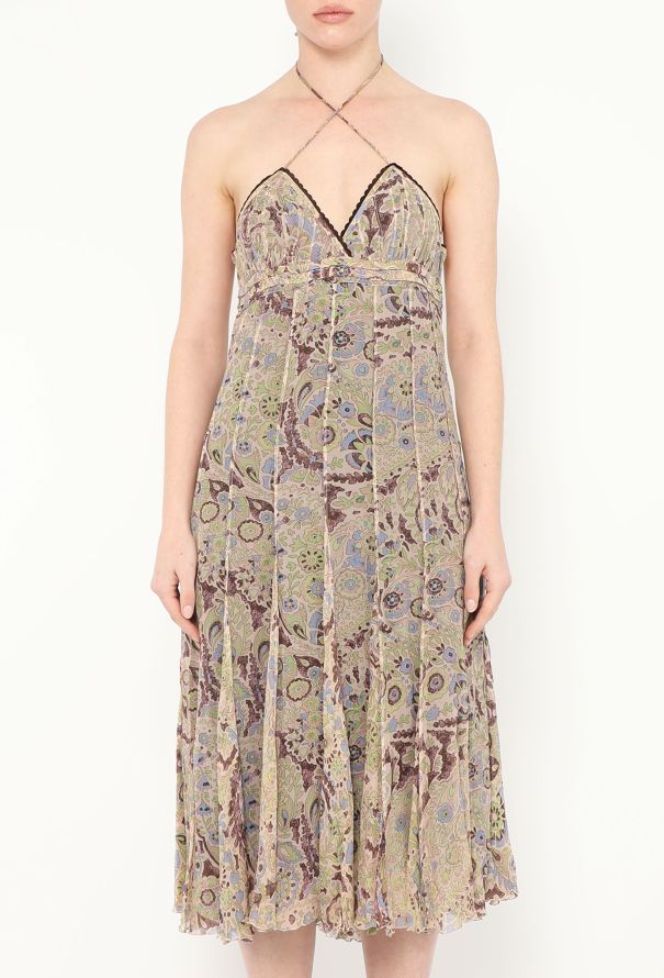 Chloé F/W 2004 Pleated Paisley Chiffon Dress - 4