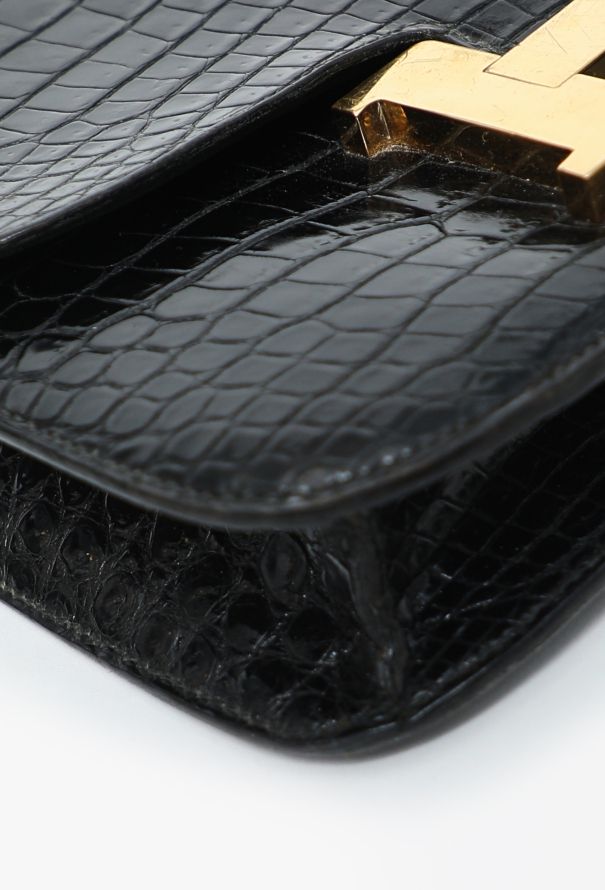 Hermès '80s Black Porosus Constance 22 - 9