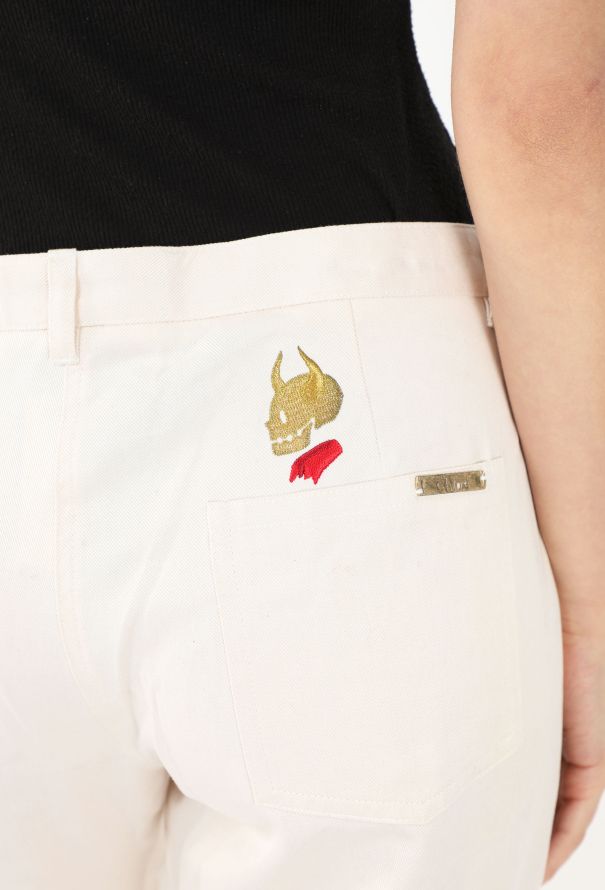 Chloé S/S 2000 Skull Frayed Jeans - 6