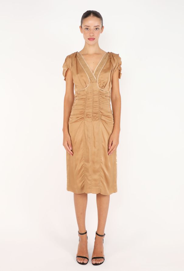 Prada Belted Ruched Silk Dress - 3