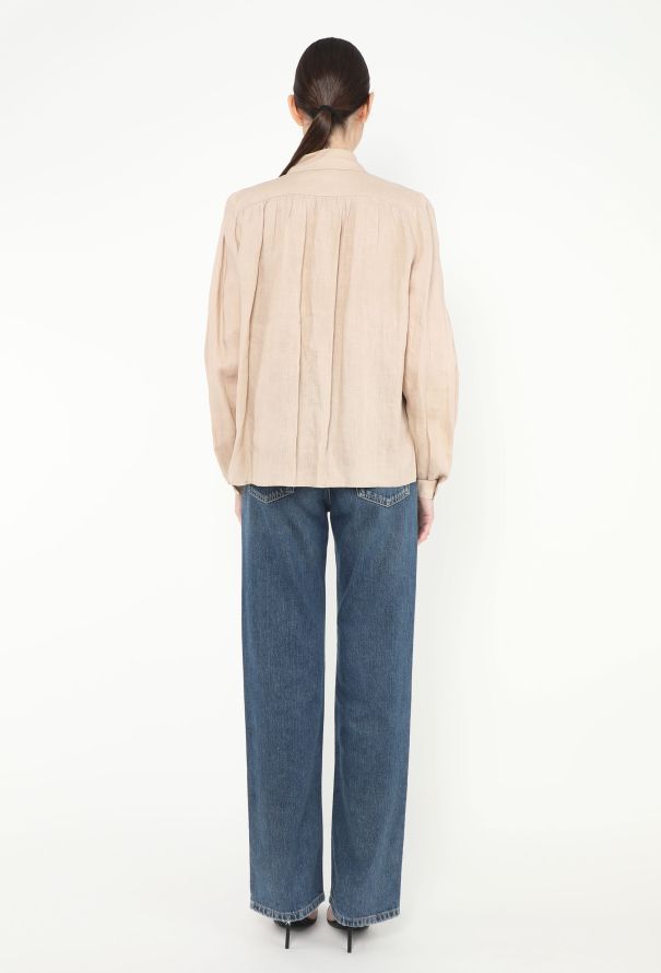 Valentino Vintage Ruched Linen Blouse - 4 Valentino Vintage Ruched Linen Blouse - 4