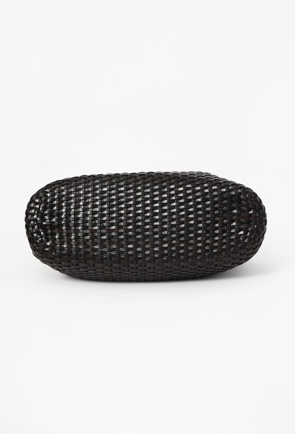 Gucci Vintage Black Bamboo Woven Leather Bag - 7