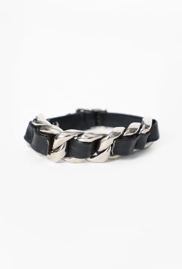 Chanel '90s Interwoven Chainlink & Leather Bracelet - 1