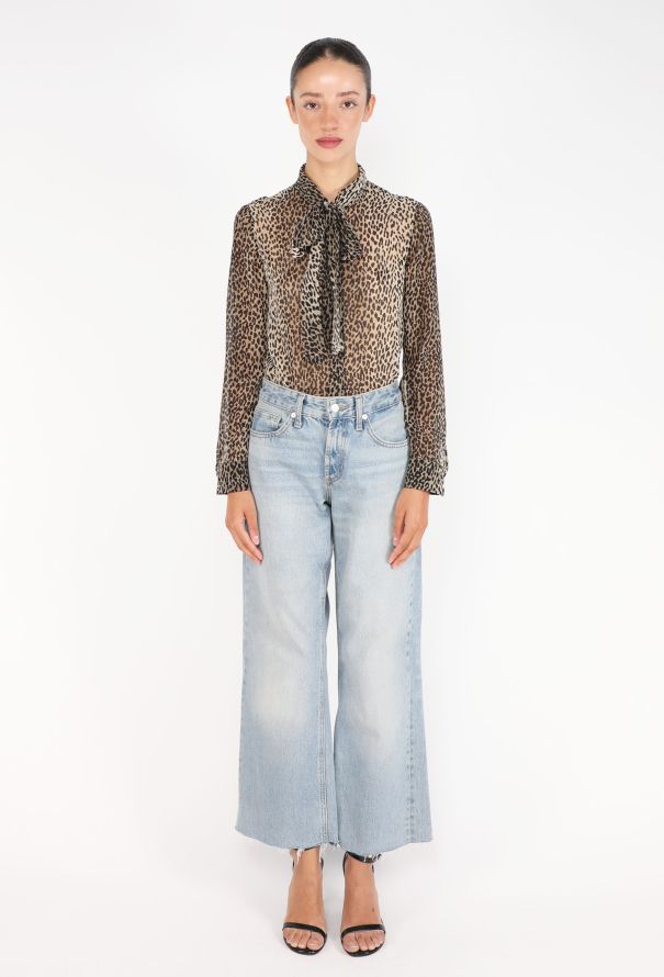 Saint Laurent Leopard Silk Lavallière Blouse - 2