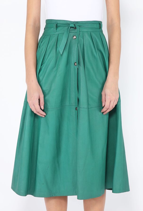 '80s Belted Leather Skirt - 3