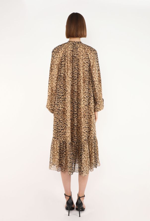 Céline Leopard Print Silk Lavallière Dress, 2020 - 4