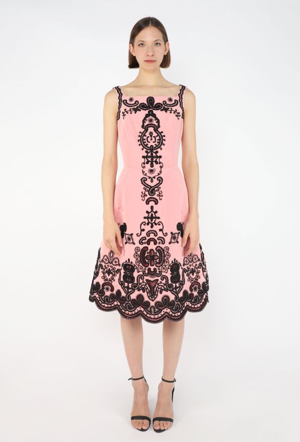 soutache embroidered dress 1950s Soutache Embroidered Pom Pom Linen Dress main image 0