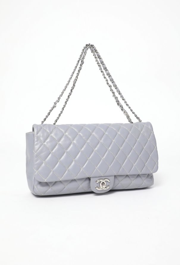 Chanel Maxi Grey Classic Quilted Flap Bag - 3 Chanel Maxi Grey Classic Quilted Flap Bag - 3