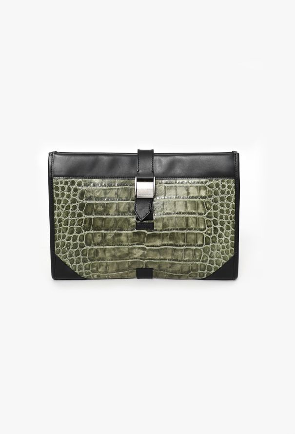 Balenciaga Crocodile Embossed Clutch - 1