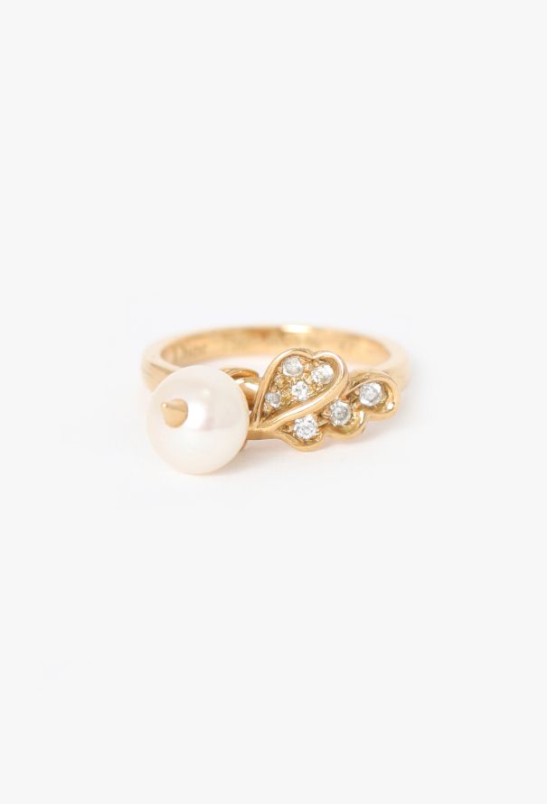 Dior 18k Yellow Gold, Pearl & Diamond Ring - 1