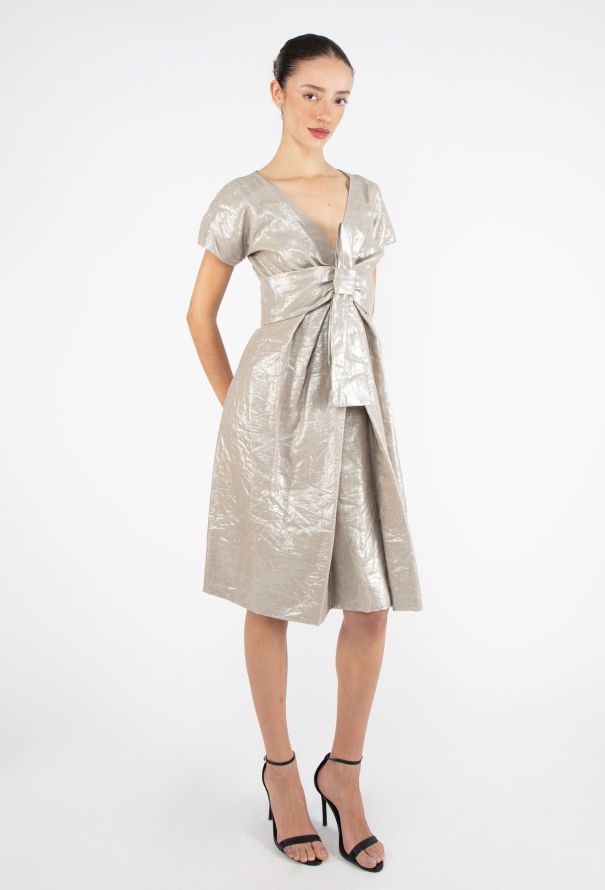 Alexander McQueen S/S 2006 'Neptune' Metallic Bow Dress - 4