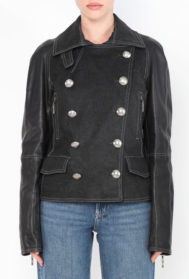Dior 2006 Denim Leather Sleeve Jacket - 1