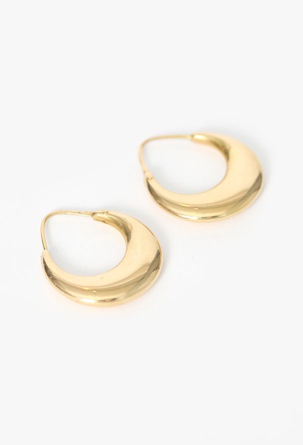 Vintage Fine Jewelry 18K Yellow Gold Demi-Lune Hoop Earrings - 3