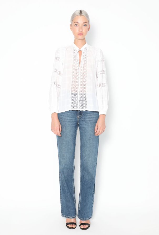 Saint Laurent CAMPAIGN 1977 Lace Peasant Blouse - 3