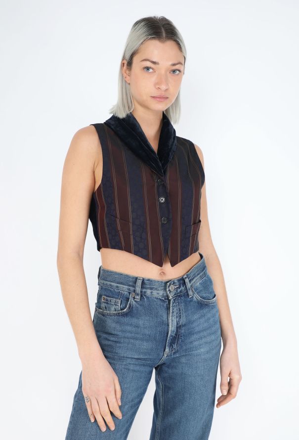 Romeo Gigli 1993 Striped Velvet Shawl Vest - 3