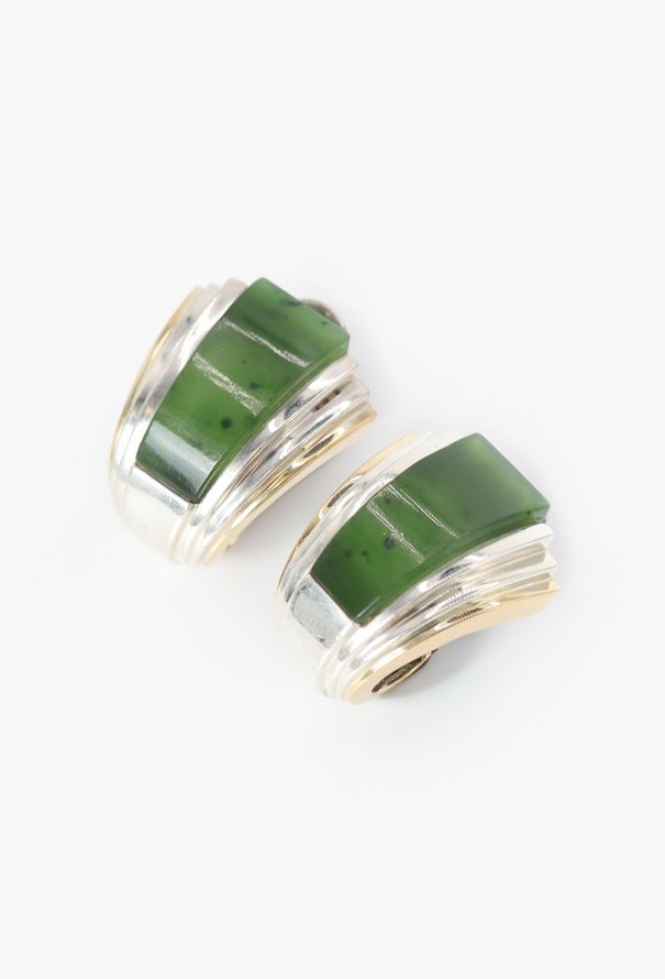 Vintage Fine Jewelry Puiforcat 18k Yellow Gold, Silver & Jade Clip Earrings - 3 Vintage Fine Jewelry Puiforcat 18k Yellow Gold, Silver & Jade Clip Earrings - 3