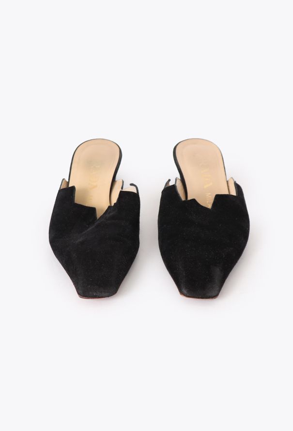 Prada '90s Suede Cut-Out Mules - 3 Prada '90s Suede Cut-Out Mules - 3