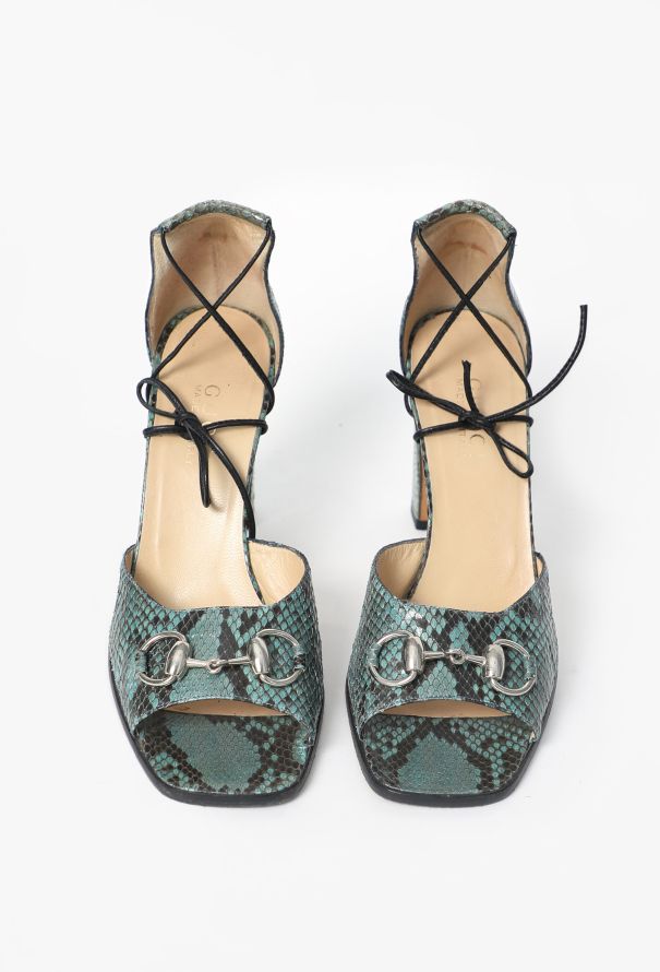 Gucci 1996 Snakeskin Horsebit Sandals - 3