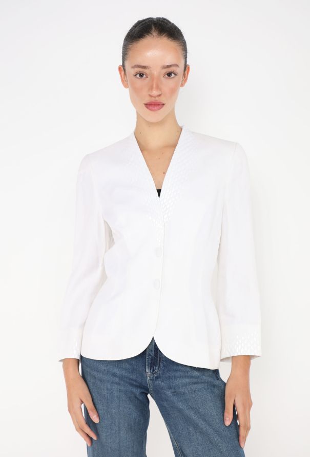 Thierry Mugler '90s Embossed Trim Cinched Blazer - 3