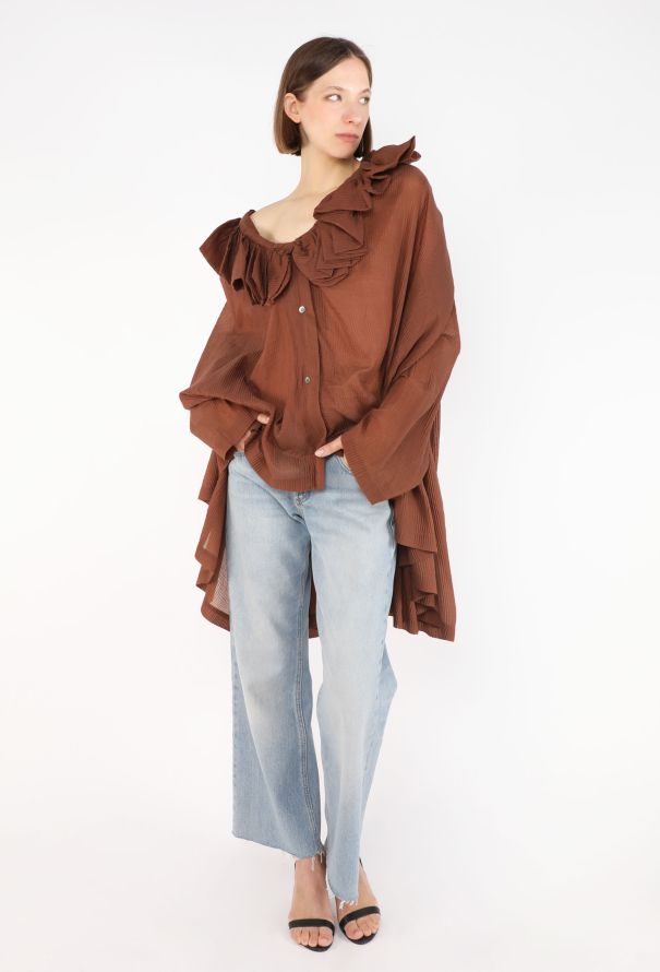 Romeo Gigli Ruffled Trim Cotton Tunic, F/W 1990 - 5