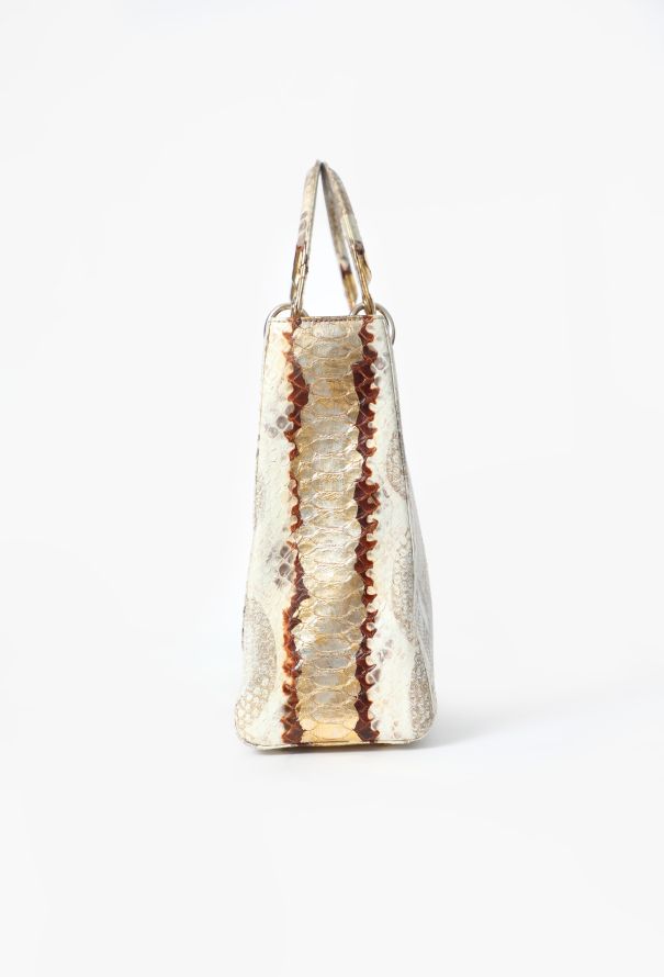 Dior Metallic Python Lady Dior Large Bag - 5