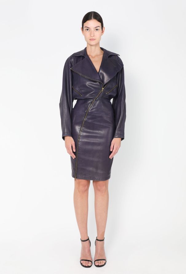 Alaïa ULTRA RARE S/S 1986 Leather Biker Dress - 3
