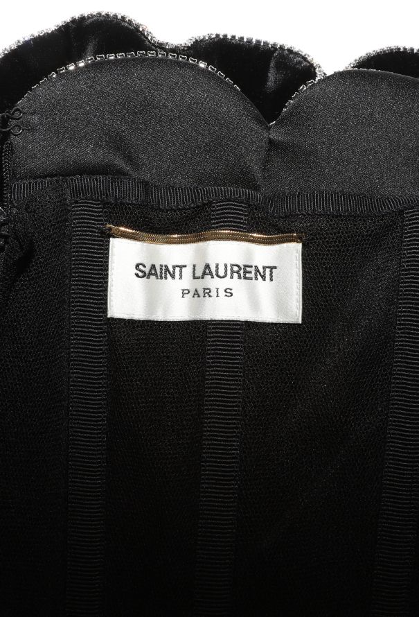 Saint Laurent 2022 Velvet Strass Trim Dress - 7
