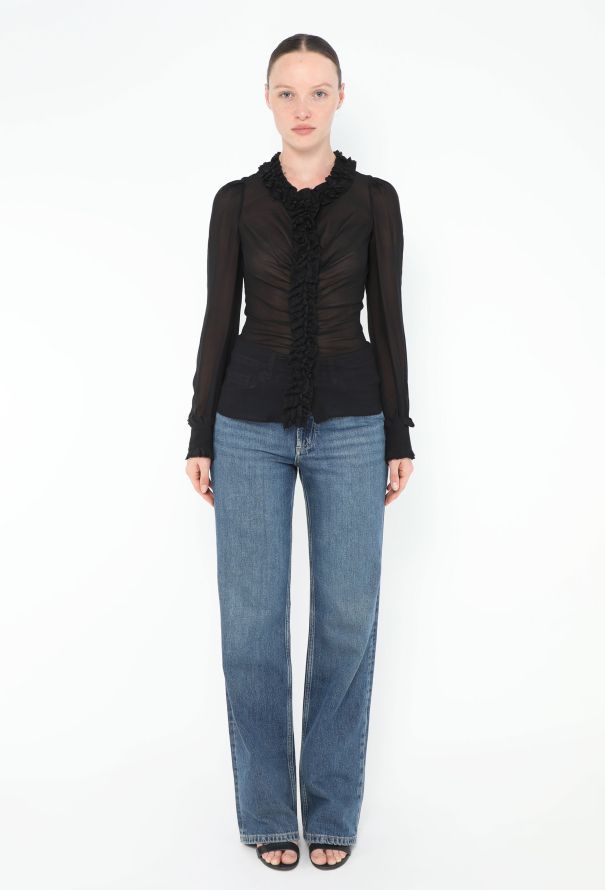 Prada Early 2000s Cinched Ruffle Blouse - 2