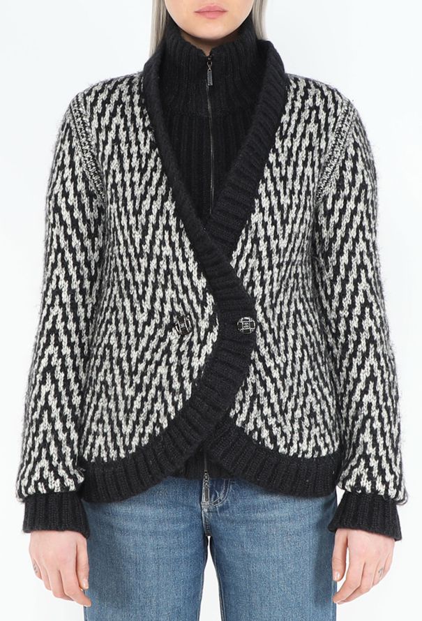 Chanel Chevron Ribbed Mohair Cardigan - 1