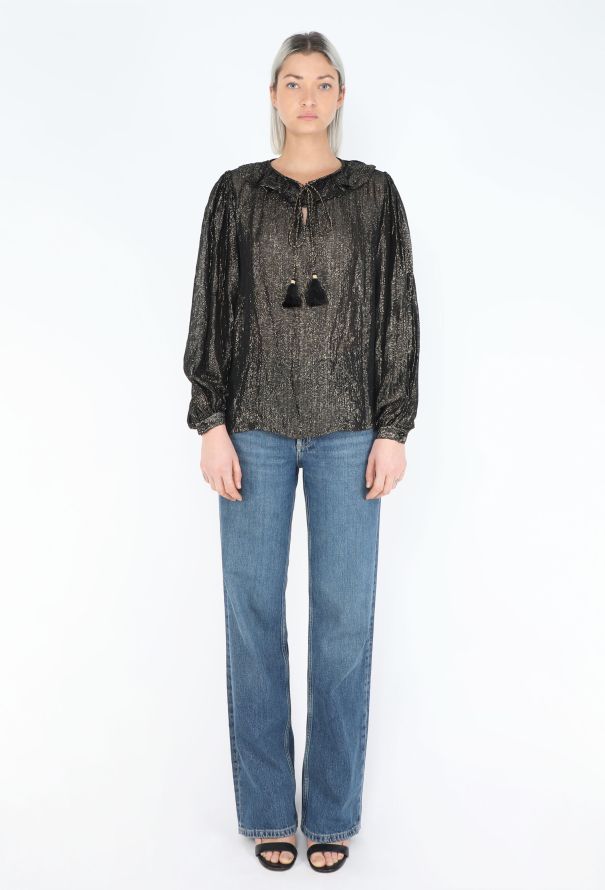 Saint Laurent RARE 1976 Russian Lamé Tassel Blouse - 4