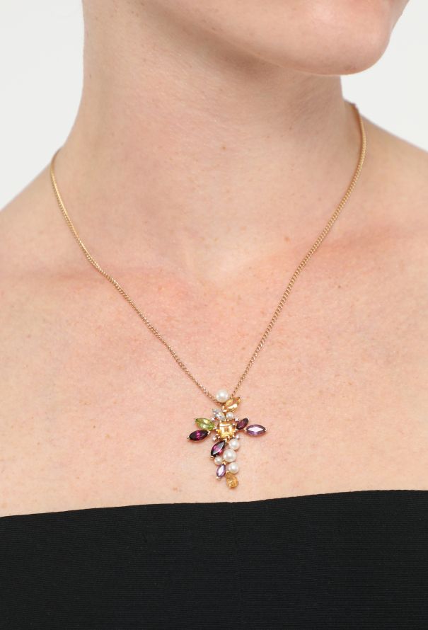 Christian Lacroix RARE 18K Yellow Gold Multi-Gem Cross Pendant - 4 Christian Lacroix RARE 18K Yellow Gold Multi-Gem Cross Pendant - 4
