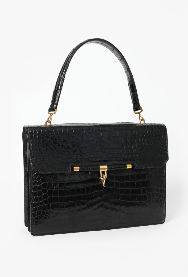 Hermès Vintage Black Porosus Palonnier Bag - 2