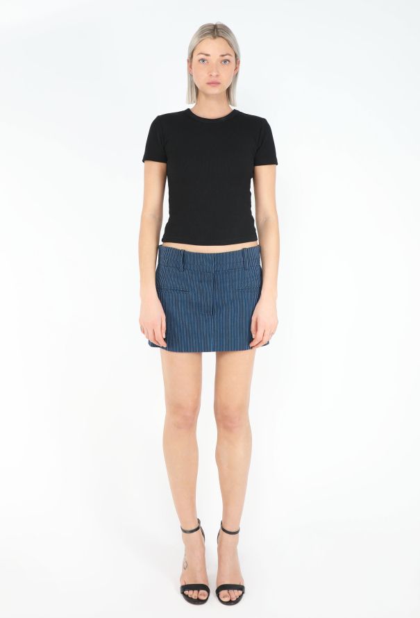 Balenciaga S/S 2001 Pinstripe Denim Skirt - 1