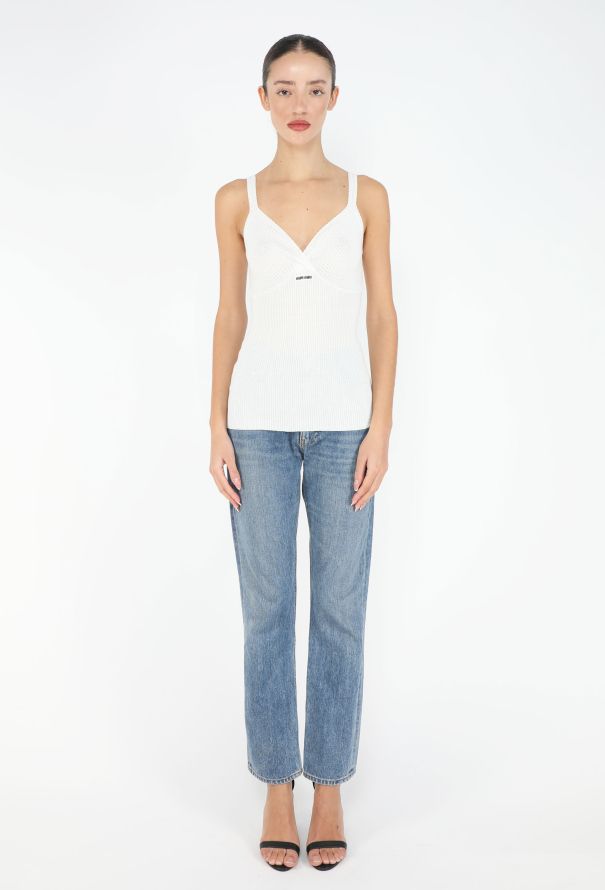 Miu Miu F/W 2025 Ribbed Knit Logo Camisole - 4