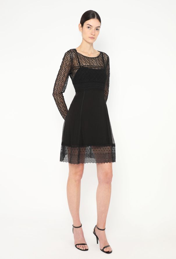 Chloé Rare '80s Chiffon Lace Overlay Dress - 3