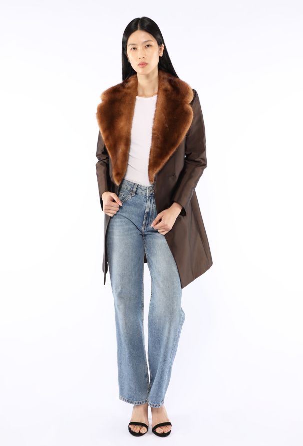 Dolce & Gabbana Silk & Mink Fur Trim Coat, 1997 - 1