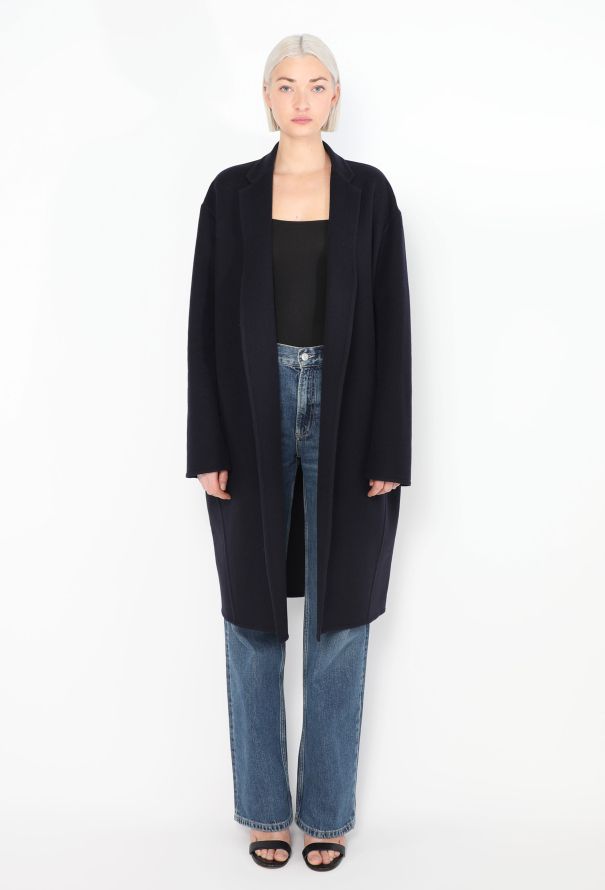 Céline Classic Navy Cashmere Coat - 1