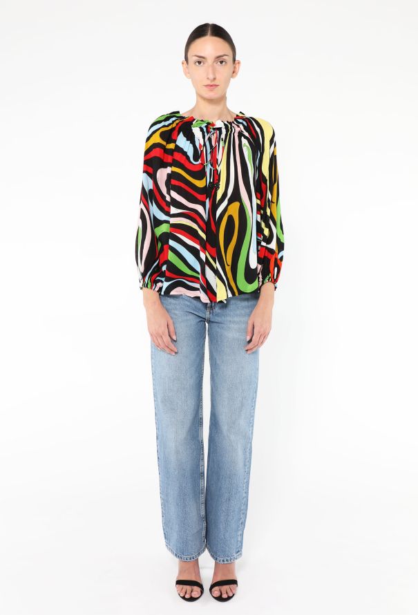 Emilio Pucci Abstract Marmo Silk Blouse - 4