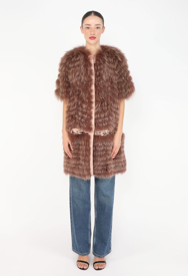 Dior Fox Fur Embellished Belted Coat - 4